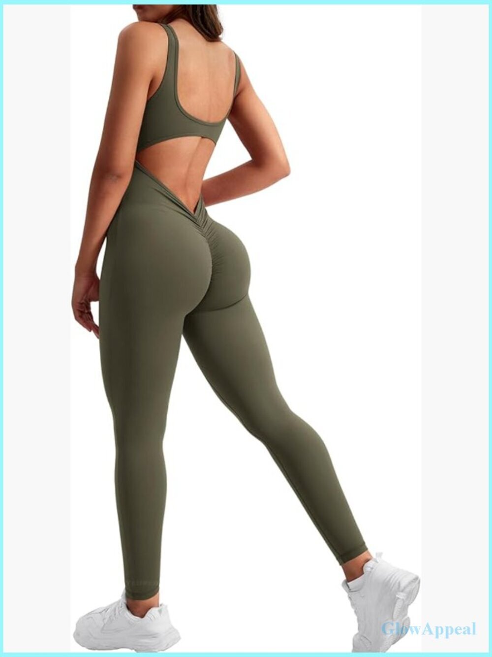 Backless Sleeveless Jumpsuit Gym Bodycon Romper Scrunch Butt